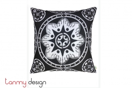 Cushion cover with black/white Indochine floor tiles -Sol Anciennes Sai Gon